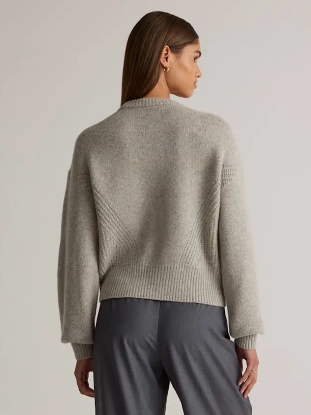EUC QUINCE 100% Yak Wool Pointelle Detail Relaxed Crew Warm Heather Grey Size XL - Picture 14 of 15